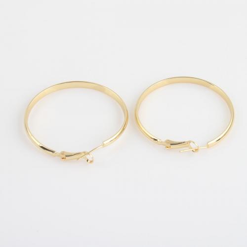 Brass Hoop Earring, Donut, gold color plated, for woman 
