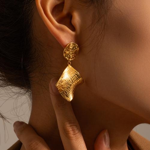 Edelstahl Tropfen Ohrring, 304 Edelstahl, plattiert, Modeschmuck, goldfarben, 30.6x48.3mm, verkauft von Paar