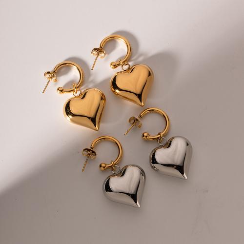 Stainless Steel Drop Earring, 304 Stainless Steel, Heart, plated, fashion jewelry 