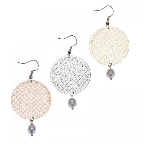 Messing Tropfen Ohrring, mit Kunststoff Perlen, plattiert, Modeschmuck & für Frau, keine, 61x32mm, verkauft von Paar