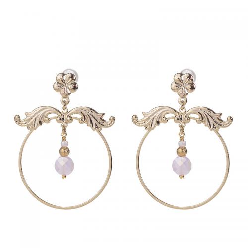 Boucle d'oreille quartz, laiton, avec quartz rose, bijoux de mode & pour femme & creux, Or Vendu par paire