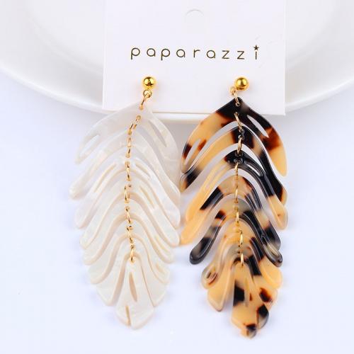 Acrylic Drop Earring, Leaf, painted, fashion jewelry & for woman 
