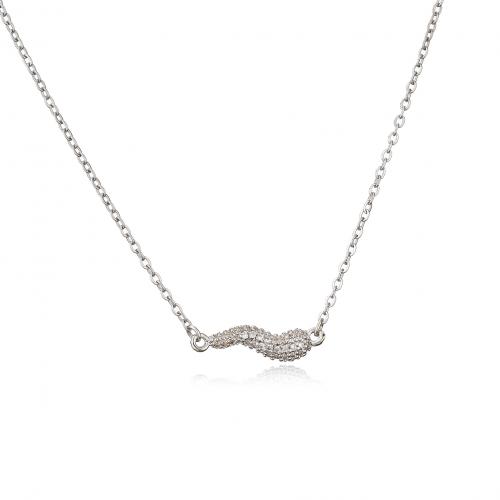 Cubic Zircon Micro Pave Brass Necklace, with 5CM extender chain, plated, micro pave cubic zirconia & for woman Approx 40 cm 