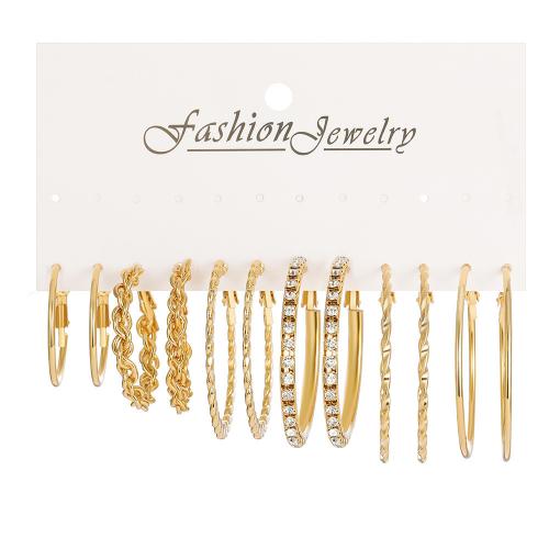 Zinc Alloy Earring Set, plated & for woman & with rhinestone, earring length 19-52mm 