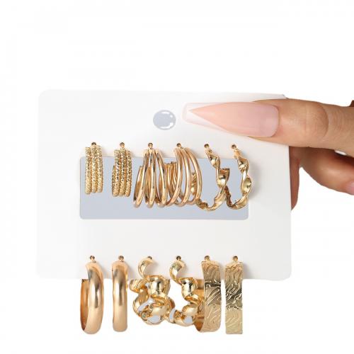Zinc Alloy Earring Set, with Plastic Pearl, gold color plated, fashion jewelry & for woman, earring length 20-50mm 
