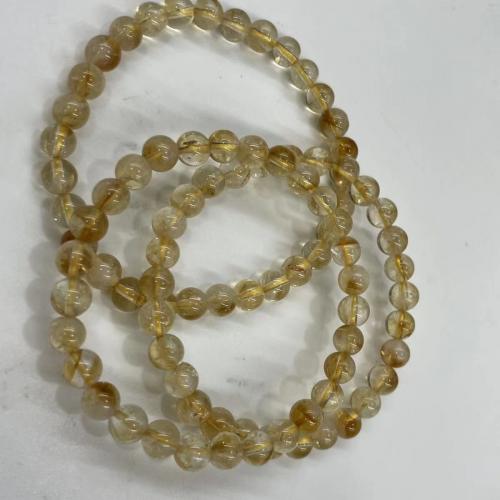 Cristal en jaune naturelles, perles de citrine, Rond, poli, bijoux de mode & unisexe & normes différentes pour le choix, Jaune Environ 18 cm, Vendu par PC