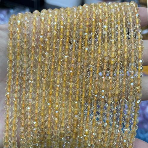 Citrin Naturperlen, Gelbquarz Perlen, rund, DIY & facettierte, gelb, 5mm, Länge:ca. 38 cm, verkauft von Strang