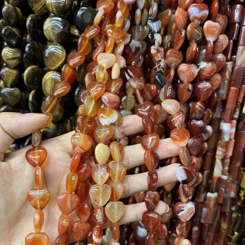 Natürliche Streifen Achat Perlen, Herz, poliert, DIY & verschiedene Größen vorhanden, keine, Länge:ca. 38 cm, verkauft von Strang