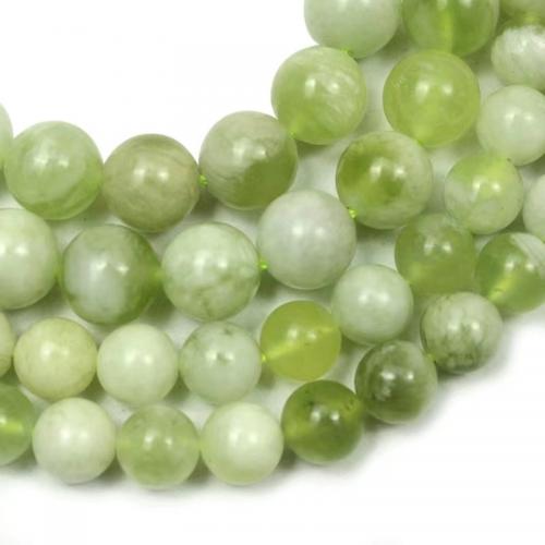 Single Gemstone Beads, Green Jade, Round, polished, DIY green Approx 38 cm 