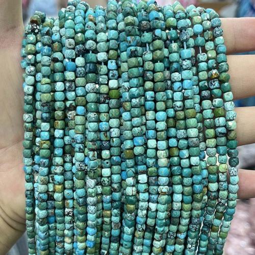 Natural Turquoise Beads, Square, DIY & faceted, mixed colors, 4mm Approx 38 cm 
