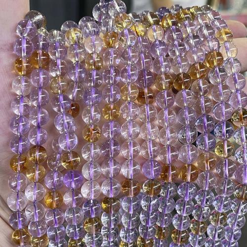 Perles d'Amétrine naturelle, Ametrine, Rond, DIY & normes différentes pour le choix, couleurs mélangées Environ 38 cm, Vendu par brin