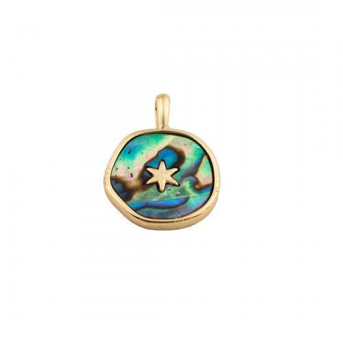 Abalone Shell Pendants, Brass, with Abalone Shell, 14K gold plated, DIY Approx 3mm [