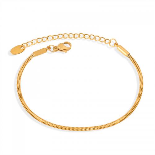 Titanium Steel Bracelet & Bangle, with 5cm extender chain, Vacuum Ion Plating, fashion jewelry & for woman, golden Approx 16 cm 
