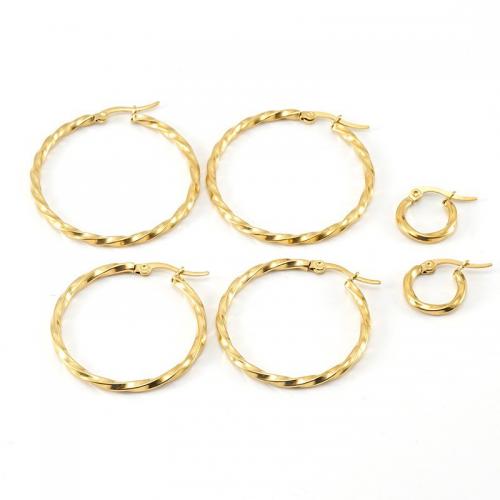 Stainless Steel Hoop Earring, 304 Stainless Steel, plated, fashion jewelry & for woman, golden 