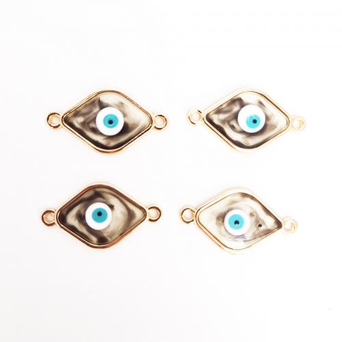 Evil Eye Jewelry Connector, Zinc Alloy, with enamel, Rhombus, gold color plated, DIY & evil eye pattern & enamel & 1/1 loop 