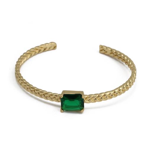 Zinc Alloy Cuff Bangle, gold color plated, fashion jewelry & micro pave cubic zirconia & for woman Inner Approx 65mm 