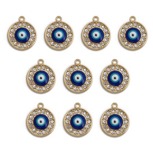 Fashion Evil Eye Pendant, Brass, gold color plated, DIY & evil eye pattern & micro pave cubic zirconia & enamel 