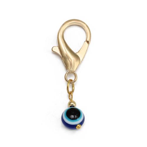 Evil Eye Key Chain, Zinc Alloy, gold color plated & evil eye pattern & micro pave cubic zirconia & enamel 