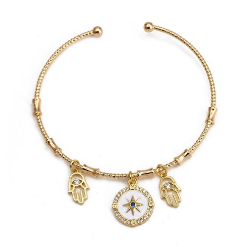 Evil Eye Jewelry Bracelet, Brass, gold color plated & fashion jewelry & for woman & enamel & with rhinestone Inner Approx 48mm 