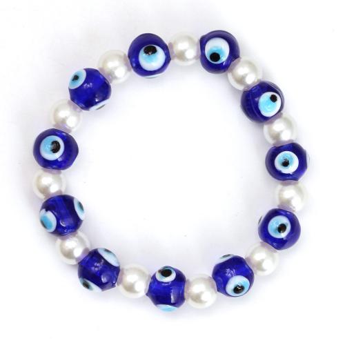 Evil Eye Jewelry Bracelet, Lampwork, with Plastic Pearl, Round, fashion jewelry & evil eye pattern & for woman 