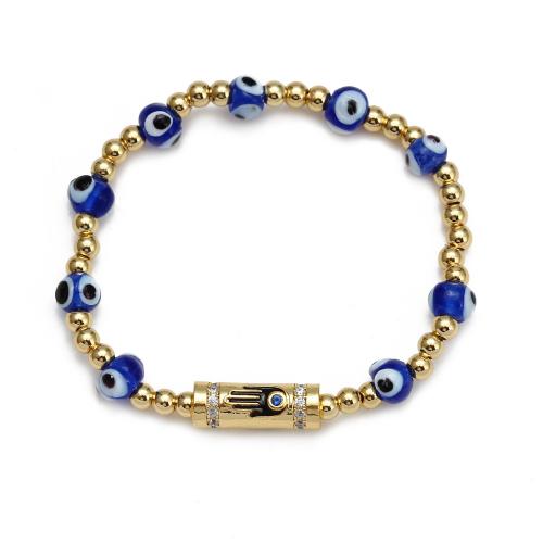 Evil Eye Jewelry Bracelet, Lampwork, with Brass, gold color plated, fashion jewelry & Unisex & evil eye pattern 