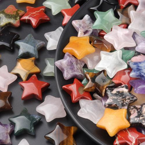 Decoración de semi piedras preciosas, Estrella, diferentes materiales para la opción, más colores para la opción, 20x20mm, Vendido por UD