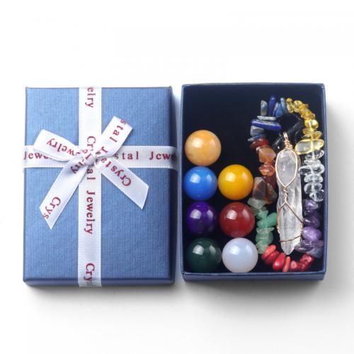 Ensembles-cadeaux bijoux, pierre gemme, avec corde de cire, bijoux de mode, Vendu par boîte
