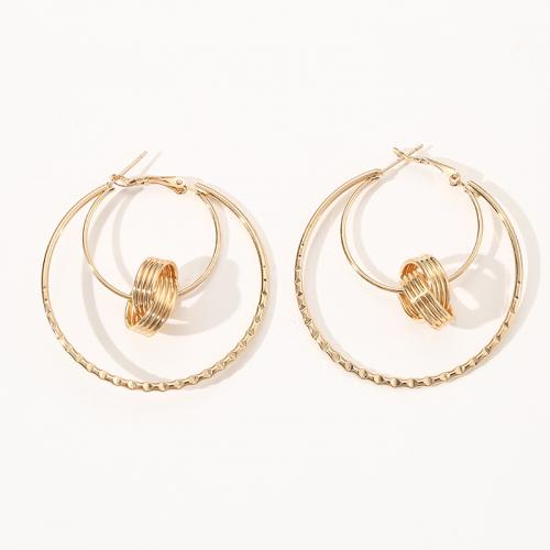 Zinc Alloy Drop Earring, Round, plated, fashion jewelry, golden 