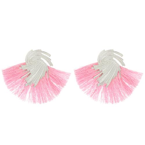 Fashion Tassel Earring, Zinc Alloy, with Cotton Thread, Fan, plated, fashion jewelry & for woman 