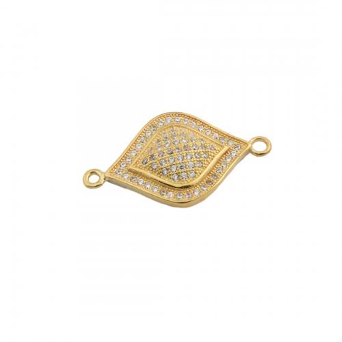 Cubic Zircon Micro Pave Sterling Silver Connector, 925 Sterling Silver, real gold plated, DIY & micro pave cubic zirconia, golden Approx 2mm 