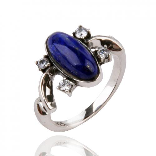 Цирконий Микро вымощает стерлингового серебра палец кольцо, 925 пробы, с голубой агат, ювелирные изделия моды & разный размер для выбора & инкрустированное микро кубического циркония & Женский, продается PC