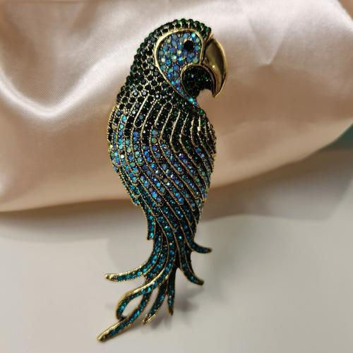 Rhinestone Zinc Alloy Brooch, Parrot, plated, fashion jewelry & for woman & with rhinestone 