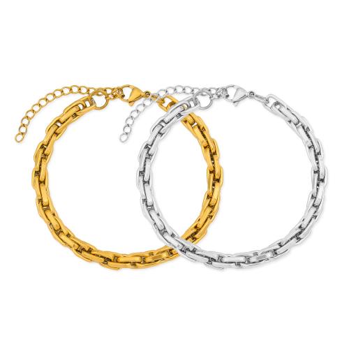 Stainless Steel Chain Bracelets, 304 Stainless Steel, with 5cm extender chain, Vacuum Ion Plating, fashion jewelry & for woman 6mm Approx 18 cm 