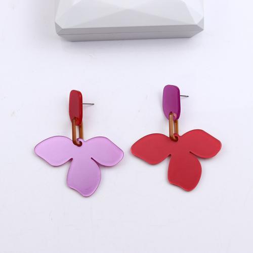 Acrylic Drop Earring, Flower, painted, fashion jewelry & for woman 
