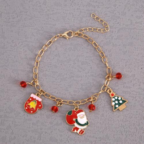 Zink-Legierung Christmas Bracelet, Zinklegierung, mit Verlängerungskettchen von 5cm, plattiert, Weihnachts-Design & Modeschmuck & für Frau & Emaille, keine, Länge:18 cm, verkauft von PC