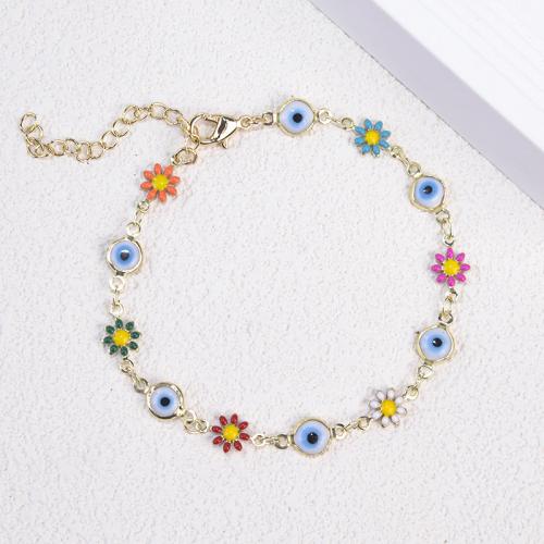 Evil Eye Jewelry Bracelet, Zinc Alloy, with Plastic Pearl, with 5cm extender chain, gold color plated, fashion jewelry & for woman Approx 16 cm 