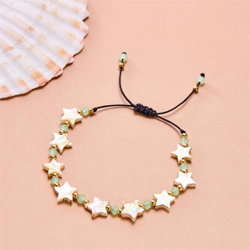 Freshwater Shell Bracelet, Wax Cord, with Shell, Daisy, handmade & fashion jewelry & adjustable & for woman Approx 16-26 cm 