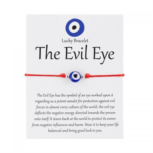 Evil Eye Jewelry Bracelet, Wax Cord, with Resin, Rectangle, handmade, fashion jewelry & Unisex & evil eye pattern & adjustable Approx 16-26 cm 