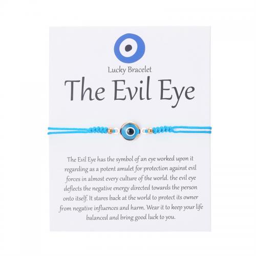 Evil Eye Jewelry Bracelet, Polyester Cord, with Resin & Zinc Alloy, handmade, fashion jewelry & Unisex & evil eye pattern & adjustable Approx 16-28 cm 
