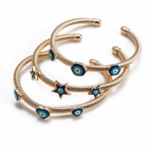 Evil Eye Jewelry Bracelet, Brass, gold color plated & fashion jewelry & evil eye pattern & for woman & enamel Inner Approx 57mm 