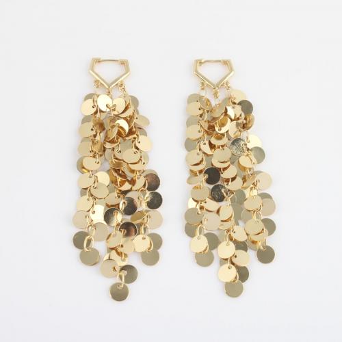 Fashion Fringe Boucles d'oreilles, laiton, Placage de couleur d'or, pour femme Vendu par paire
