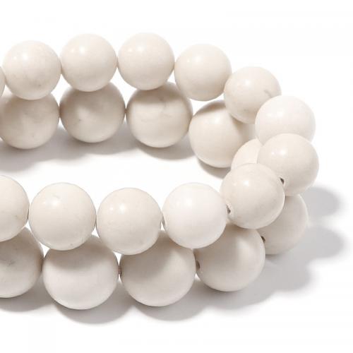Einzelne Edelstein Perlen, Synthetischer Edelstein, rund, DIY & verschiedene Größen vorhanden, weiß, Länge:ca. 38 cm, verkauft von Strang