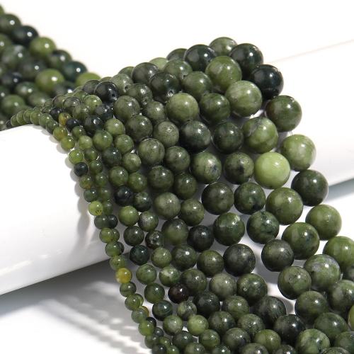 Single Gemstone Beads, Southern Jade, Round, DIY green Approx 38 cm 