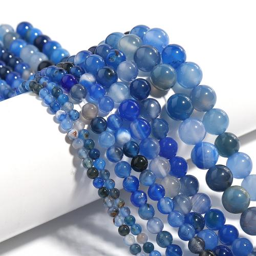 Achat Perlen, rund, DIY & verschiedene Größen vorhanden, royalblau, Länge:ca. 38 cm, verkauft von Strang