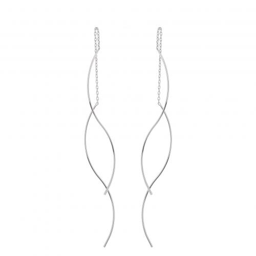 Brass Drop Earring, fashion jewelry & for woman, silver color 