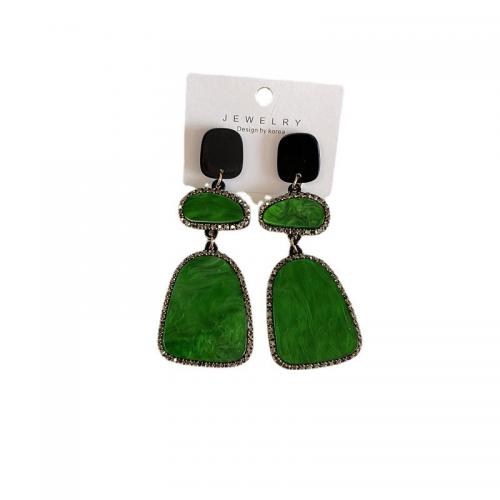 Brass Drop Earring, with Plastic, fashion jewelry & for woman, green, 85mm 
