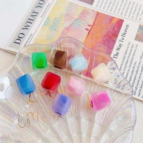 perles acryliques caoutchoutées, Acrylique, Carré, DIY, plus de couleurs à choisir, 13.5mm, Environ Vendu par sac