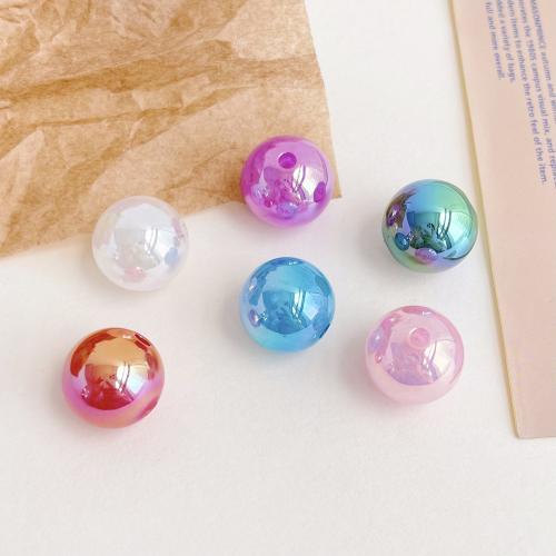 Perles acryliques plaquée, Acrylique, Rond, Placage UV, DIY, plus de couleurs à choisir, 15mm, Environ Vendu par sac