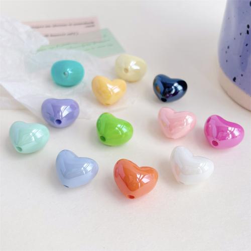 Perles acryliques plaquée, Acrylique, coeur, Placage UV, DIY, plus de couleurs à choisir Environ Vendu par sac