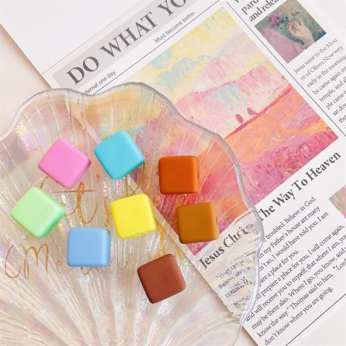 Painted Acrylic Beads,  Square, stoving varnish, DIY 14mm, Approx 